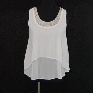 Soprano Beaded Neckline Layered Blouse